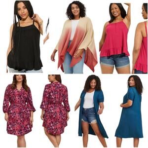 Torrid NWT 5 Piece Bundle Size 00X Ruana Wrap, 2 Swing Tanks, Duster, Dress